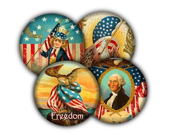 Vintage 4th of July Coaster Set, Independence Day Cork Backed Coasters, Patriotic Beverage Coaster Set