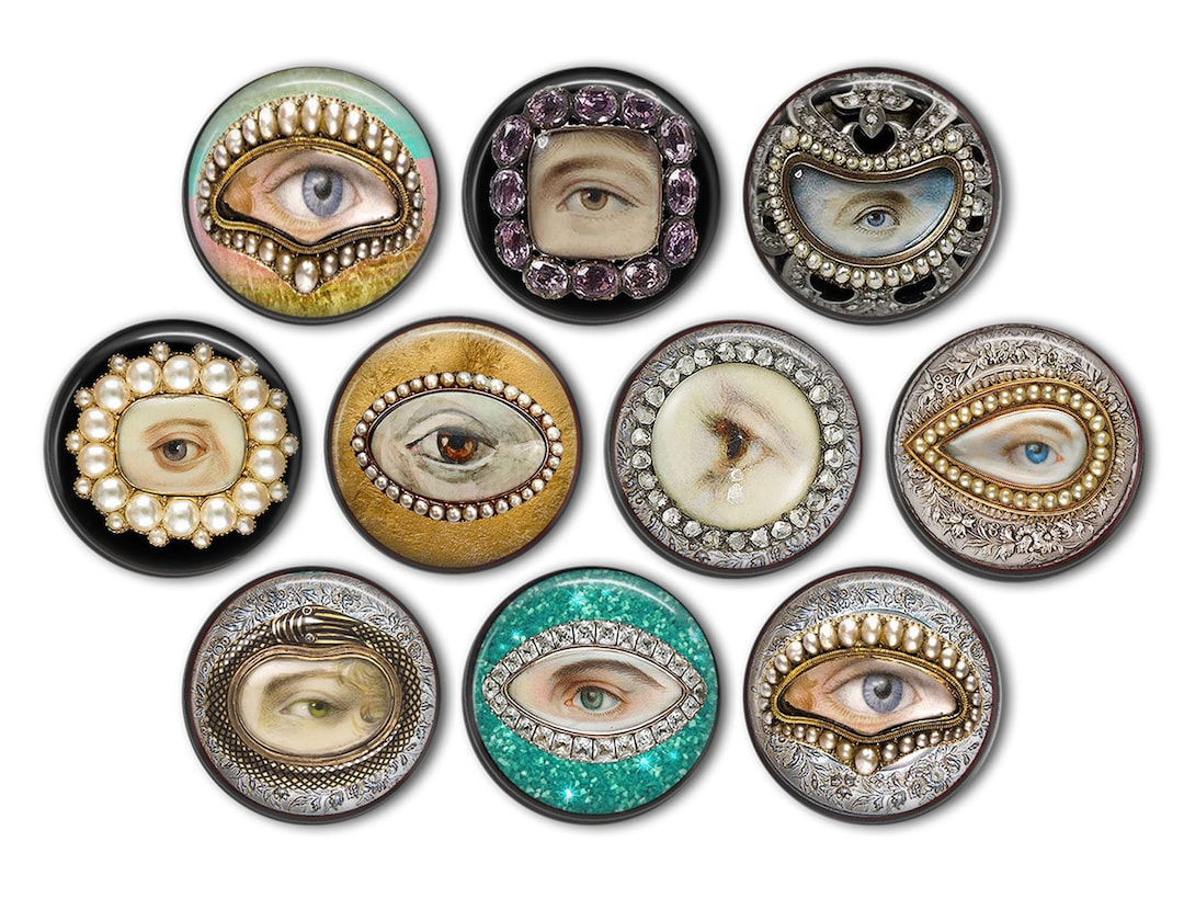 Eye Button Pin Bejeweled Eyes Pin Back Buttons, Backpack Pins, Jacket Buttons, Flat ...