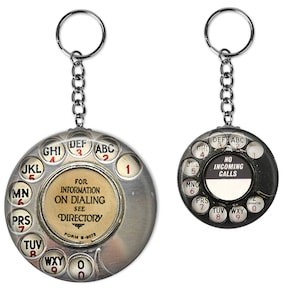 Vintage Phone Dial Keychain, Key Keeper, Key Fob, Car Keychain, Party Favors, Men's Keychain, Women's Keychain, Vintage Telephone