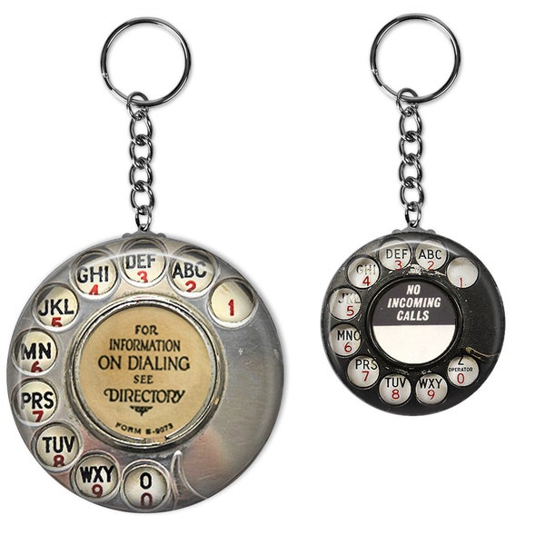 Vintage Phone Dial Keychain, Key Keeper, Key Fob, Car Keychain, Party Favors, Men's Keychain, Women's Keychain, Vintage Telephone