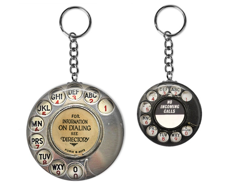 Vintage Phone Dial Keychain, Key Keeper, Key Fob, Car Keychain, Party Favors, Men's Keychain, Women's Keychain, Vintage Telephone image 1