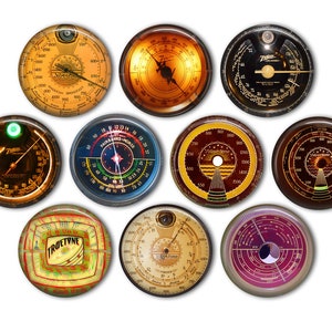 Vintage Radio Dial Pin Back Buttons, Backpack Pins, Jacket Buttons, Flat Back Buttons, Party Favors, Steampunk Fashion, Steampunk Decor