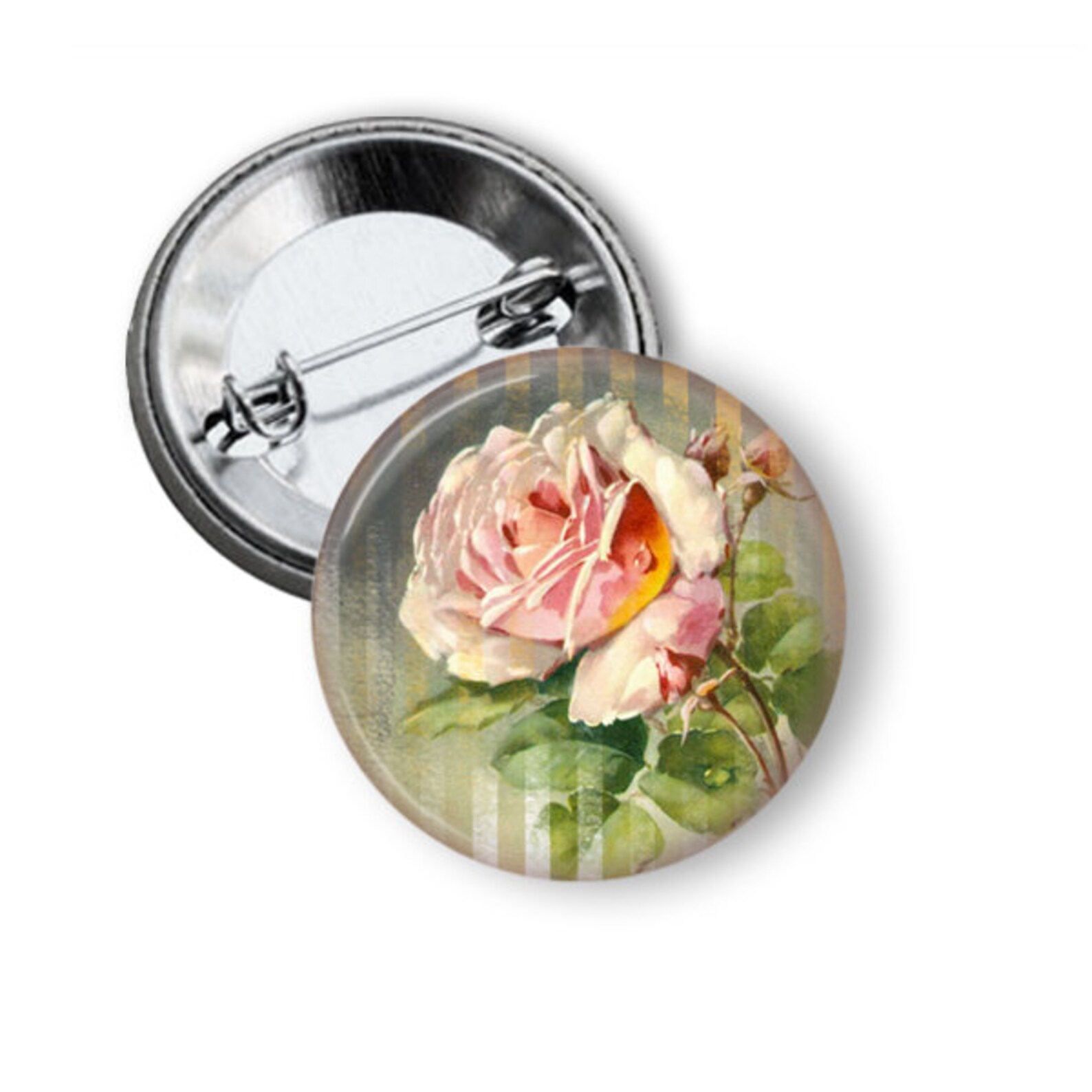 Vintage Roses Pin Back Buttons, Backpack Pins, Jacket Buttons, Flat ...