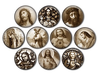 Jesus Christ Pin Back Buttons, Backpack Pins, Jacket Buttons, Flat Back Buttons, Pastors Gift, Christian Gifts, Catholic Gifts, Jesus Christ