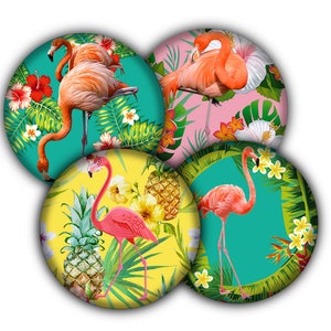 Pink Flamingo Drink Coasters, Coasters, Tableware, Barware, Summer Decor, Flamingo Gift