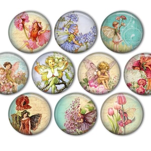 Cute Little Fairies & Flowers Pin Back Buttons, Backpack Pins, Jacket Buttons, Flat Back Button, Fairy Fashion, Fairy Decor, Floral Decor
