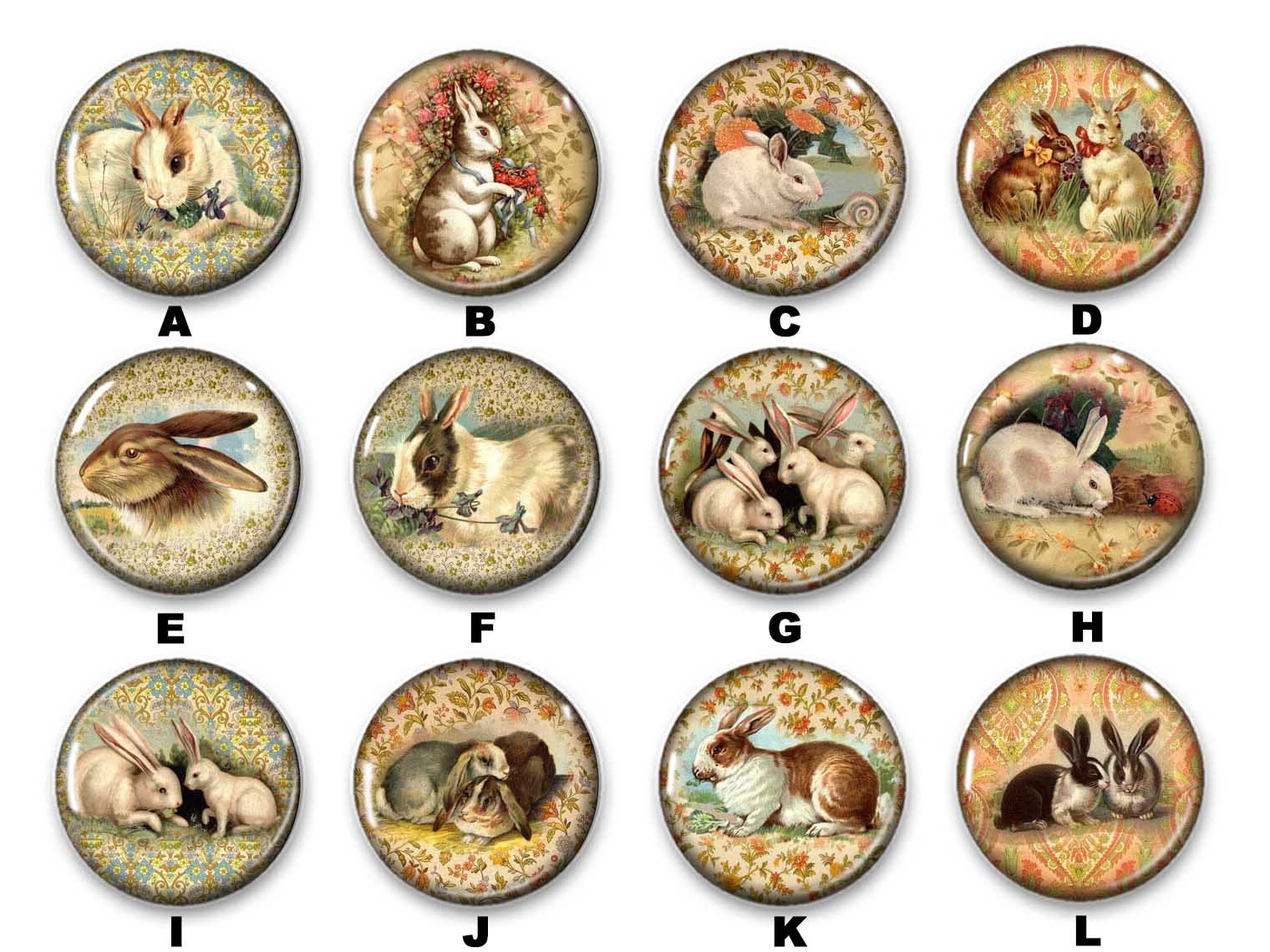 Vintage Bunny Rabbit Coaster Set, Button Drink Coasters, Coasters ...