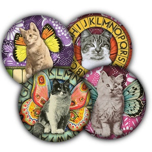 Cat Fairy Coaster Set, Drink Coasters, Coasters, Tableware, Barware, Cat Decor, Cat Gifts, Fairytale Decor