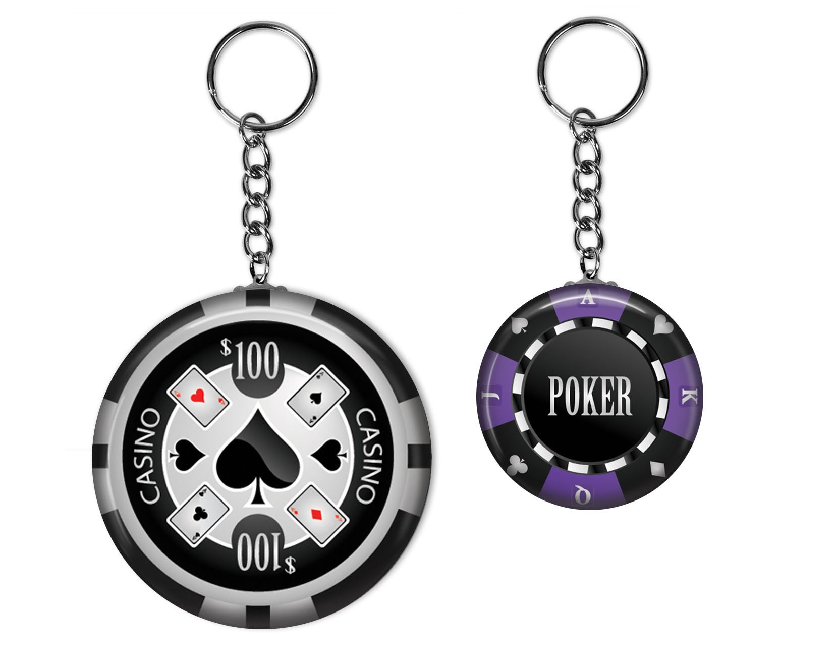 Casino Poker Chip Keychain Keyring Party Favor Keychain Etsy