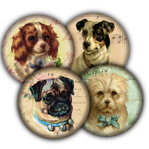 Cute Vintage Dog Pictures Coaster Set, Drink Coasters, Coasters, Tableware, Barware, Vintage Decor, Dog Lovers Gift, Dog Party