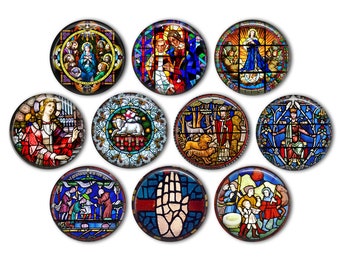 Stained Glass Church Windows Pin Back Buttons, Backpack Pins, Jacket Buttons, Flat Back Buttons, Religious Gifts, Christian Gifts