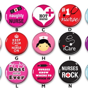 Cute Nurse Pin Back Buttons, Backpack Pins, Jacket Buttons, Flat Back Button, Nurse Party Decor, Button Party Favors, Custom Buttons image 3