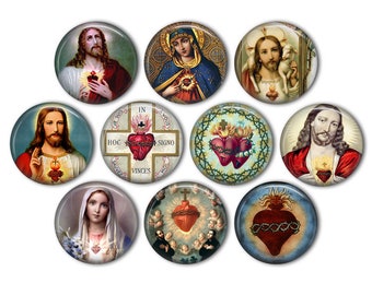 Sacred Heart Pin Back Buttons, Backpack Pins, Jacket Buttons, Flat Back Buttons, Religious Gifts, Christian Gifts, Catholic Gifts, Jesus