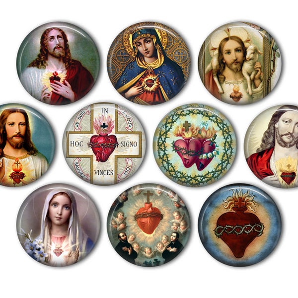 Sacred Heart Pin Back Buttons, Backpack Pins, Jacket Buttons, Flat Back Buttons, Religious Gifts, Christian Gifts, Catholic Gifts, Jesus