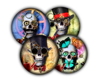 Steampunk Skull Coasters, Drink Coasters, Coasters, Tableware, Barware, Skull Coasters, Skull, Goth, Halloween Decor, Steampunk Decor