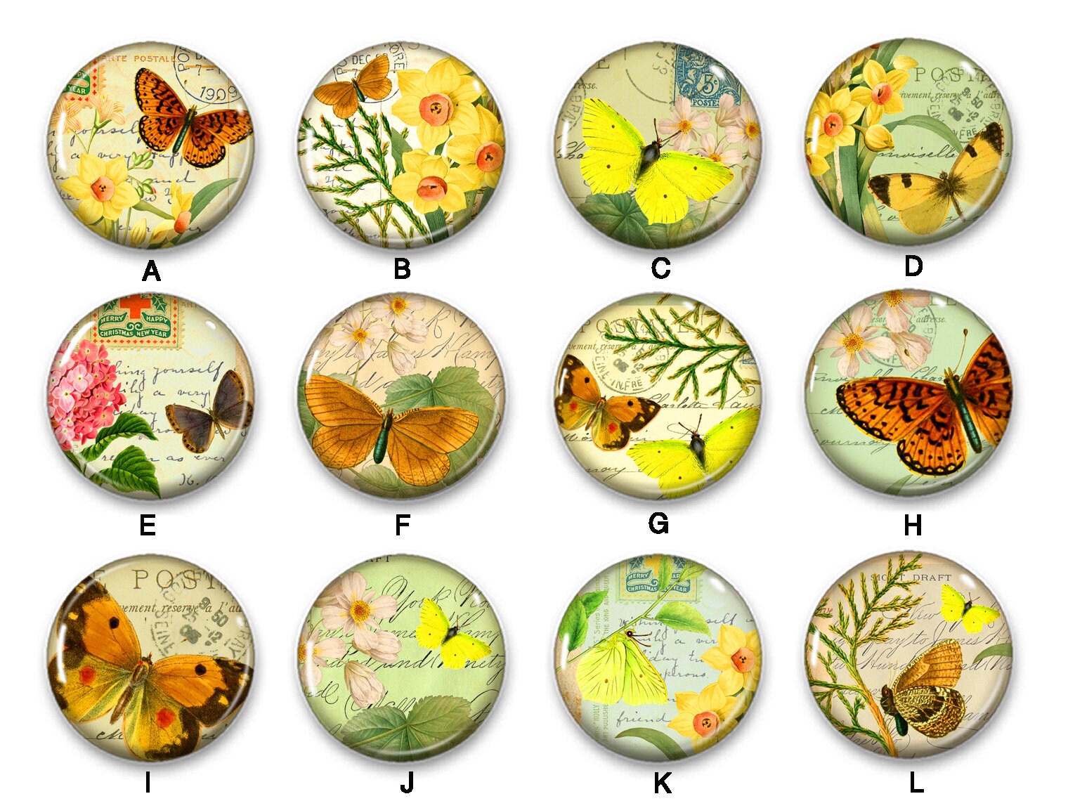 Yellow Vintage Blossoms Drink Coasters Coasters Tableware Etsy