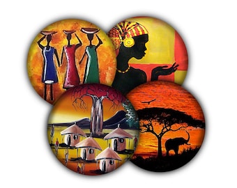 African Culture Coaster Set, Drink Coasters, Coasters, Tableware, Barware, African Heritage, African Symbols, African Art, African Decor