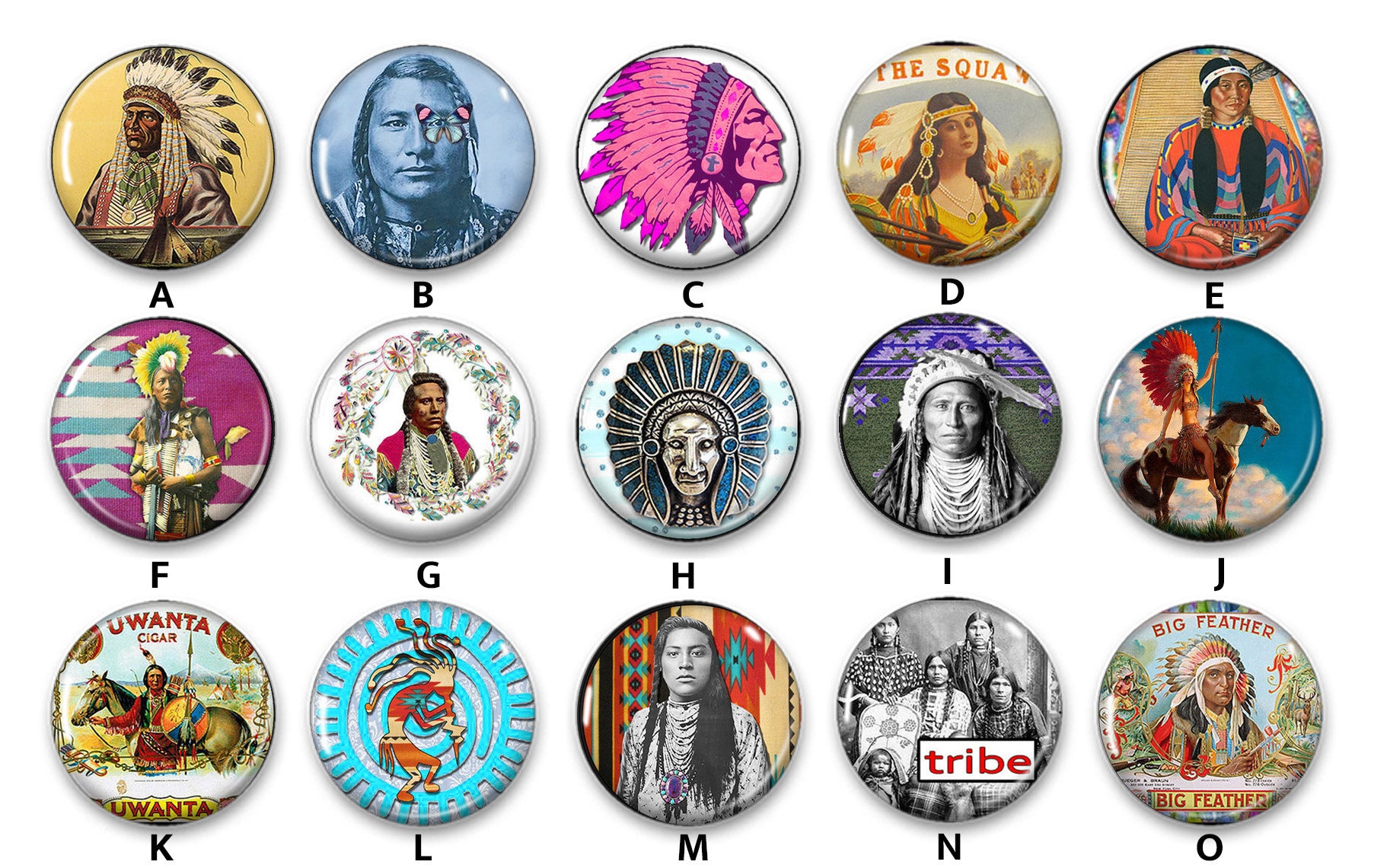Native American Icons Pin Back Buttons, Backpack Pins, Jacket Buttons ...