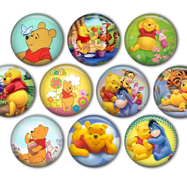 Winnie the Pooh Pin Back Buttons, Backpack Pins, Jacket Buttons, Flat Back Button, Winnie the Pooh Gifts, Tigger Lovers Gift, Tigger Pin