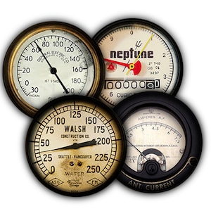 Vintage Gauge Coaster Set, Drink Coasters, Coasters, Tableware, Barware, Steampunk Coasters, Fathers Day