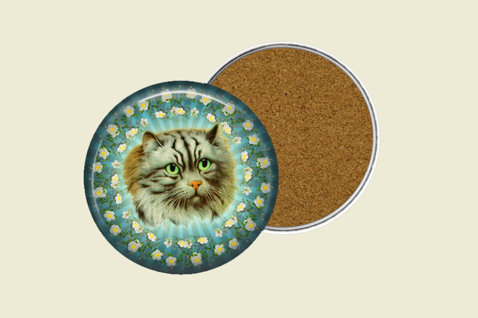 Blooming Cat Coaster Set Drink Coasters Coasters Tableware Etsy