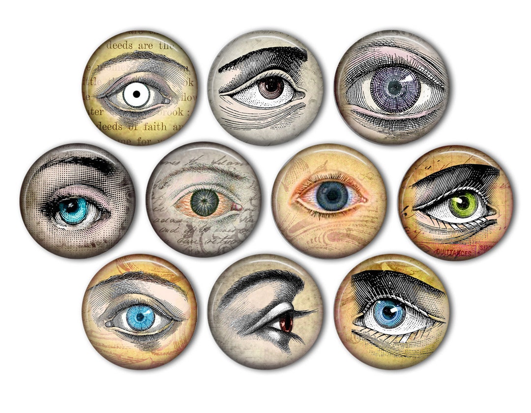 Eye Button Pin Haunted Vintage Eyeball Pin Back Buttons, Backpack Pins, Jacket Buttons ...