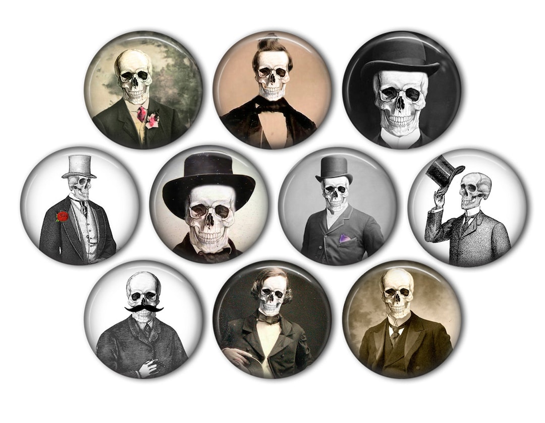 Halloween Skull Man Pin Back Buttons, Backpack Pins, Jacket Buttons ...