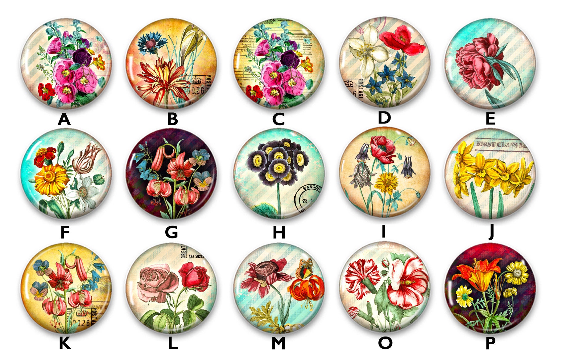 Colorful Vintage Flower Drink Coasters Coasters Tableware Etsy
