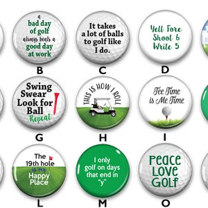 Citations drôles de golf, épingles dans le dos, épingles de sac à dos, boutons de veste, boutons dos plat, cadeaux d'anniversaire, dictons de golf, cadeau de golfeur, PGA image 3