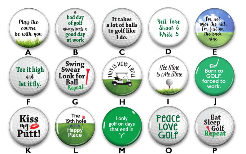 Citations drôles de golf, épingles dans le dos, épingles de sac à dos, boutons de veste, boutons dos plat, cadeaux d'anniversaire, dictons de golf, cadeau de golfeur, PGA image 3