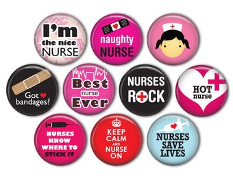 Cute Nurse Pin Back Buttons, Backpack Pins, Jacket Buttons, Flat Back Button, Nurse Party Decor, Button Party Favors, Custom Buttons