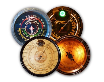Vintage Radio Dial Coaster Set, Tableware, Barware, Cork Backed Coasters, Steampunk Beverage Holder,Man Cave Decor, Bar Room