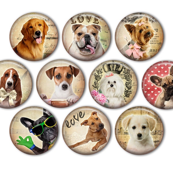 Cute Dog & Puppy Pin Back Buttons, Backpack Pins, Jacket Buttons, Flat Back Button, Party Decor, Dog Lovers Gifts, Puppy, Dog Fashion