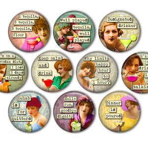 Funny Drinking Memes Pin Back Buttons, Backpack Pins, Jacket Buttons, Flat Back Button, Party Decor, Collage Art, Handmade