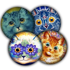 Louis Wain Cat Coaster Set, Drink Coasters, Coasters, Tableware, Barware, Louis Wain Art, Louis Wain, Cat Decor, Kittens, Cat Lovers Gift