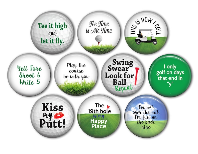 Citations drôles de golf, épingles dans le dos, épingles de sac à dos, boutons de veste, boutons dos plat, cadeaux d'anniversaire, dictons de golf, cadeau de golfeur, PGA image 1