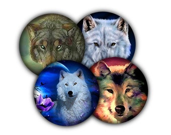 Mysterious Wolf Coaster Set, Drink Coasters, Coasters, Tableware, Barware, Wolf Decor, Wolf Lovers Gift, Wolves