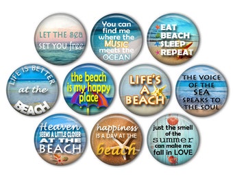 Fun Beach Quotes Pin Back Buttons, Backpack Pins, Jacket Buttons, Flat Back Buttons, Party Favors, Beach Pinback Buttons, Summer Decor