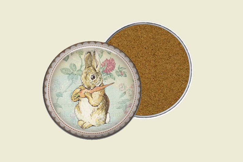 Vintage Peter Rabbit Coaster Set, Button Drink Coasters, Coasters ...