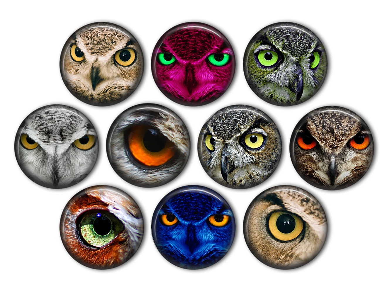 Owl Eyes Pin Back Buttons, Backpack Pins, Jacket Buttons, Flat Back Button, Party Decor, Owl Party F