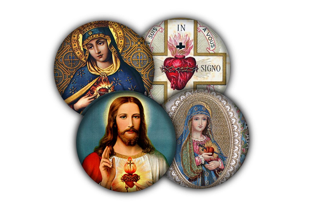 Sacred Heart Coaster Set, Cork Back Coasters, Handmade, Immaculate ...