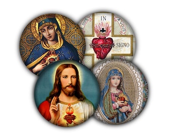 Sacred Heart Coaster Set, Cork Back Coasters, Handmade, Immaculate Heart, Catholic Gift, Jesus Sacred Heart, Religious Symbols, God