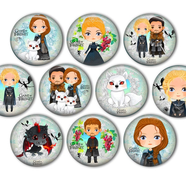 Game of Thrones Pin Back Buttons, Backpack Pins, Jacket Buttons, Flat Back Button, Game of Thrones Decor, Game of Thrones Collectable, Ghost