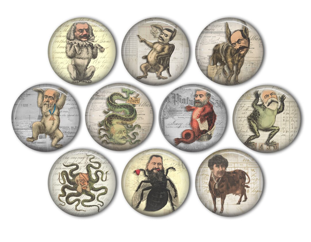 Vintage Creepy Human Halloween Pin Back Buttons, Backpack Pins, Jacket ...
