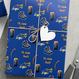 Ice Climbing Gear Wrapping Paper | Adventure Gift Wrap | Climbing Equipment Gift Wrap | Climbing Gear Present Wrap | Mountain Climber bday