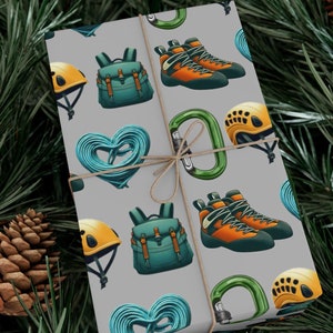 Rock Climbing Wrapping Paper; Climbing Wrapping Papers; Mountaineering Wrapping Paper; Rock Climbing holiday; Climbing decorations