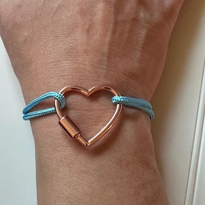 Climbing Jewelry | Paracord Bracelet | Rose Gold Heart bracelet | Outdoor Jewelry | Adventure bracelet for girl | Camping gift for her |Surf