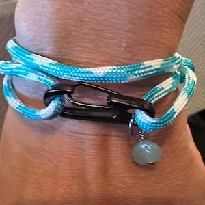 Paracord Bracelet with mini-carabiner clasp and coordinating gem charm | multiple colors |  Handmade