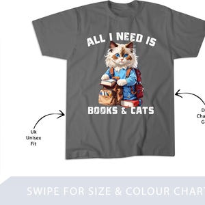 All I Need is Books & Cats Books and Cat Art, Cat Lover T-Shirt, Sweatshirt, Hoodie, Tote Bag - 248744