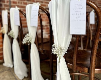 Ceinture de chaise romantique en mousseline de soie, drapé de chaise, housse de chaise, réception de mariage, cérémonie de mariage, cortège de mariée, événement, ceinture de chaise chiavari